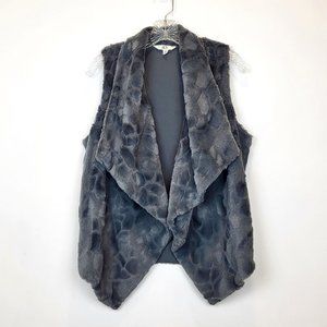 Jack by BB Dakota Gray Faux Fur Open Front V Neck Sleeveless Vest, Size XS, EUC